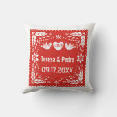 Rode papel picado houdt van vogels die hun bruilof kussen (Achterkant)