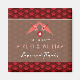 Rode Papier Kranen Scallop Aziatische Bruiloft Fee Magneet