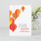 Rode Papieren Lantaarns 35ste huwelijksverjaardag Kaart (Staand voorkant)