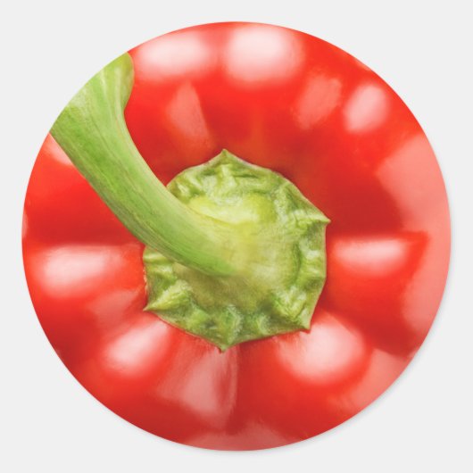 Rode paprika macro ronde sticker (Voorkant)