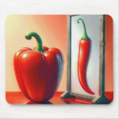 Rode paprika's in spiegelreflectie muismat (Voorkant)