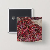 Rode paprika's op de lokale markt vierkante button 5,1 cm (Voorkant /achterkant)