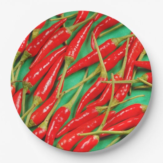 Rode paprika's papieren bordje (Voorkant)