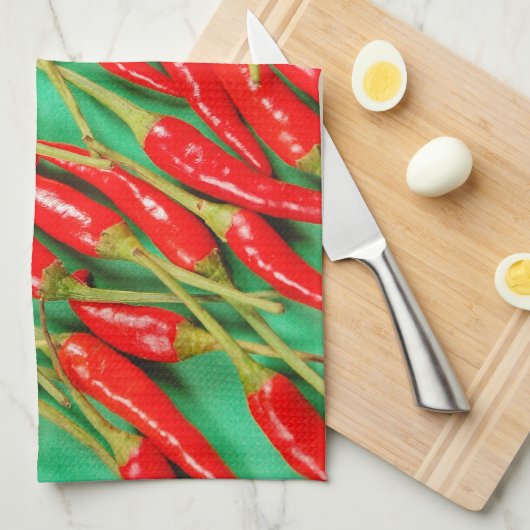 Rode paprika's theedoek (Quarter Fold)