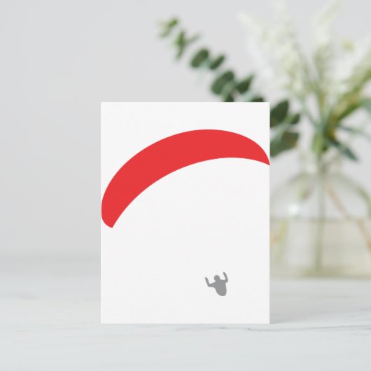 rode paraglider briefkaart (Staand voorkant)