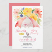 Rode Paraplu April Buien Brengen Mei Bloemen Kaart (Voorkant / Achterkant)