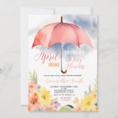 Rode Paraplu April Buien Brengen Mei Bloemen Kaart (Voorkant)