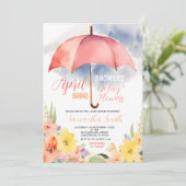 Rode Paraplu April Buien Brengen Mei Bloemen Kaart (Staand voorkant)