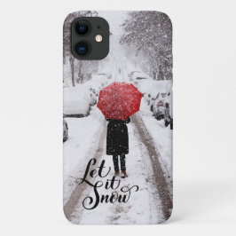 Rode paraplu in Winter Wonderland - Laat het sneeu Case-Mate iPhone Case
