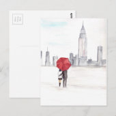 Rode paraplu-koppel New York coole trendy bruiloft Briefkaart (Voorkant / Achterkant)