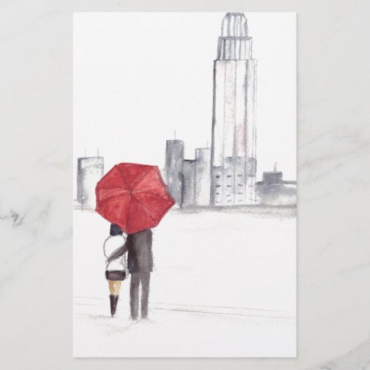 Rode paraplu-koppel New York coole trendy mooi Briefpapier (Voorkant)