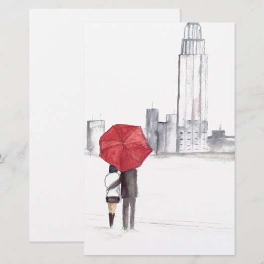 Rode paraplu-koppel New York coole trendy mooi Briefpapier (Voorkant / Achterkant)