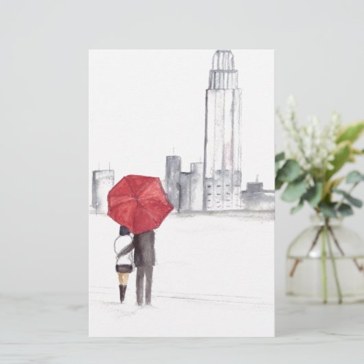 Rode paraplu-koppel New York coole trendy mooi Briefpapier (Staand voorkant)