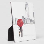 Rode paraplu-koppel New York coole trendy mooi Fotoplaat (Zijkant)