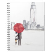 Rode paraplu-koppel New York coole trendy mooi Notitieboek (Voorkant)