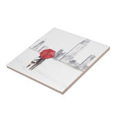 Rode paraplu-koppel New York coole trendy mooi Tegeltje (Zijkant)