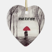 Rode paraplu-liefdeskoppel keramisch ornament (Rechts)