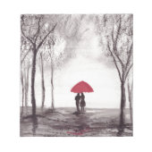 Rode paraplu-liefdeskoppel rustige bruiloft notitieblok (Voorkant)