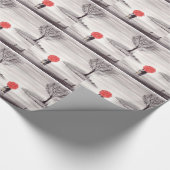 Rode paraplu-liefdespaar cadeaupapier (Hoek)