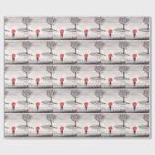 Rode paraplu-liefdespaar cadeaupapier (Vlak)