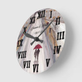 Rode paraplu-liefdespaar Romeinse nummers bruiloft Ronde Klok (Hoek)