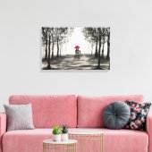 Rode paraplu-liefdesstel Canvas kunst (Insitu (Woonkamer))