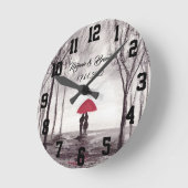 Rode paraplu-liefdesstel rustic romantic Wedding R Ronde Klok (Hoek)