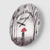 Rode paraplu-liefdesstel rustige romantische  l grote klok (Hoek)