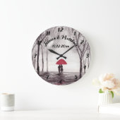 Rode paraplu-liefdesstel rustige romantische  l grote klok (Huis)