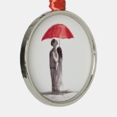 Rode paraplu metalen ornament (Rechts)