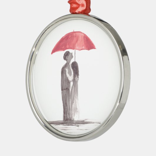 Rode paraplu metalen ornament (Links)