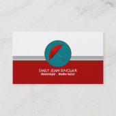 Rode paraplu retro ontwerp, meteoroloog visitekaartje (Voorkant)