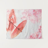 Rode paraplu wandkleed (Voorkant (horizontaal))