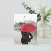 Rode paraplu zwart-wit fotografie briefkaart (Staand voorkant)