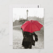 Rode paraplu zwart-wit fotografie briefkaart (Voorkant / Achterkant)