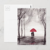 Rode paraplu's bruiloft briefkaart (Voorkant / Achterkant)