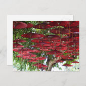 Rode paraplu's in de lucht - Aziatische ansichtkaa Briefkaart (Voorkant / Achterkant)