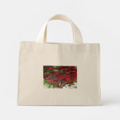 Rode paraplu's in de lucht - Aziatische boodschapp Mini Tote Bag (Achterkant)