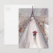 Rode paraplu's liefdespaar briefkaart (Voorkant / Achterkant)