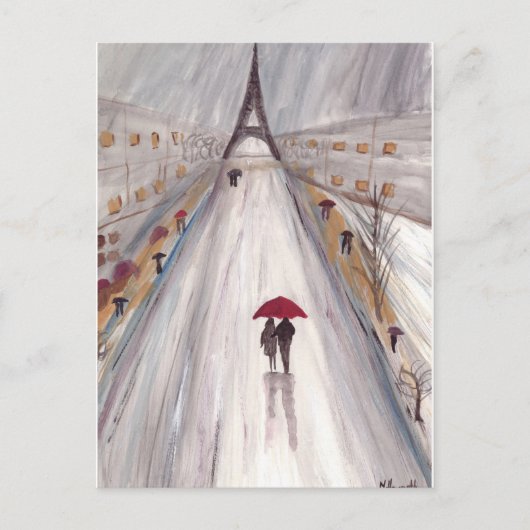 Rode paraplu's liefdespaar briefkaart (Voorkant)