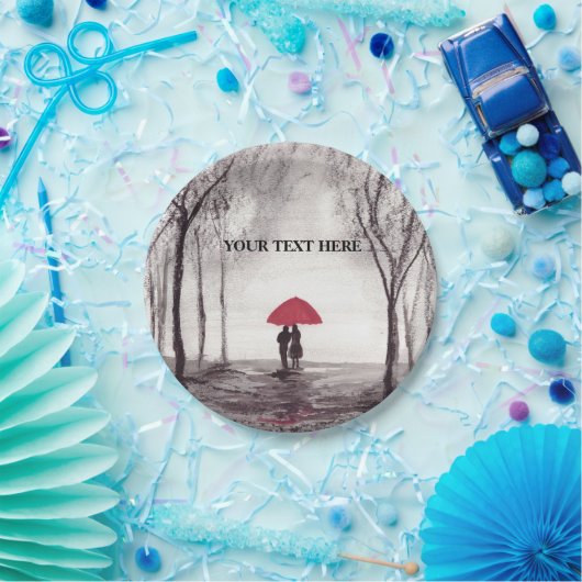 Rode paraplu's  papieren bordje (Feest)