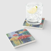 Rode paraplu's voor regenboogparaplu's stenen onderzetter (Zijkant)