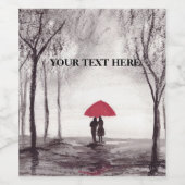 Rode paraplu's wijn etiket (Enkel label)