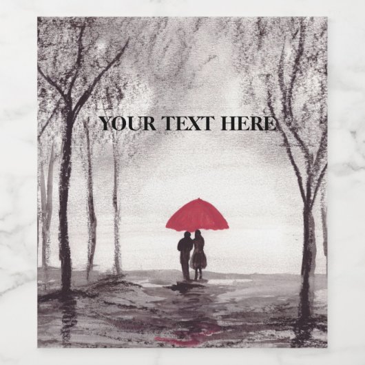 Rode paraplu's  wijn etiket (Enkel label)