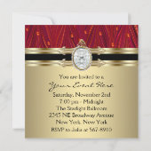 Rode Parels Zwart Goud Vrouwen Verjaardagsfeest Kaart (Achterkant)