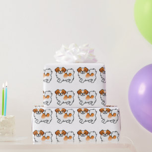 Rode Parti-Kleur Tibetaanse Spaniel Cute Hond Patr Cadeaupapier