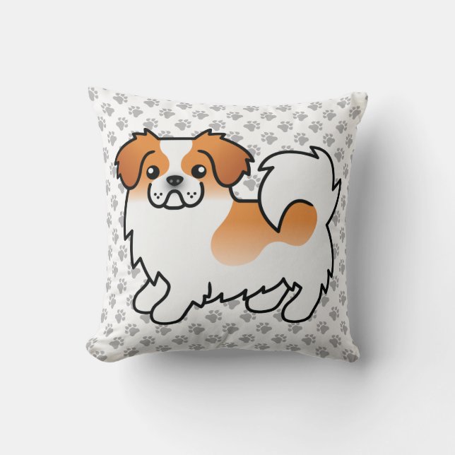 Rode Parti-Kleur Tibetaanse Spaniel Cute Hond & Po Kussen (Voorkant)