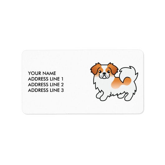 Rode Parti-Kleur Tibetaanse Spaniel Cute Hond & Te Etiket (Voorkant)