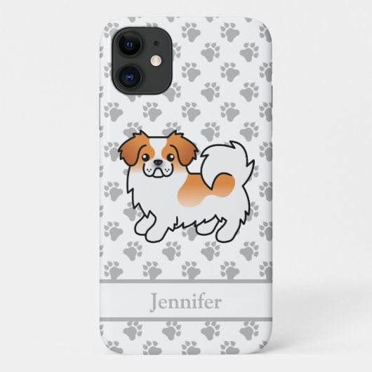 Rode Parti-Kleur Tibetaanse Spaniel Hond & Naam Case-Mate iPhone Case (Achterkant)