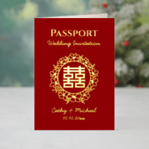 Rode paspoort logo chinese huwelijksuitnodiging